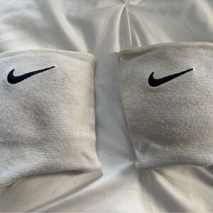 Nike White Knee Pads with Black Swoosh Logo